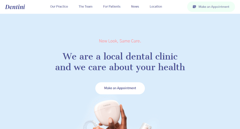 An example of One by Template Monster's template for a dentist website 