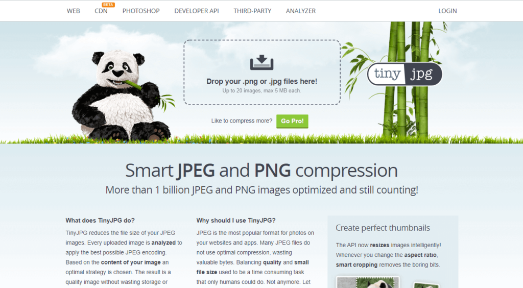 TinyJPG homepage