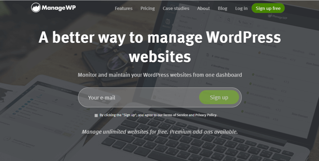 ManageWP homepage